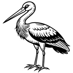 stork silhouette vector art illustration
