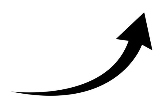 black curve arrow icon on transparent background. flat style. arrow icon for your web site design, logo, app, UI. arrow indicated the direction symbol. curved arrow sign
