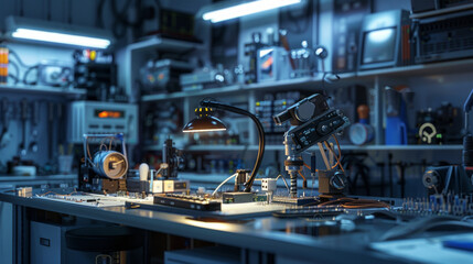 Fototapeta premium An essential soldering station for soldering and desoldering electronic components