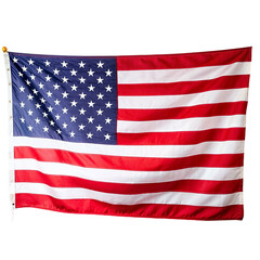 USA flag with stars and stripes waving in the wind, Isolated on transparent background