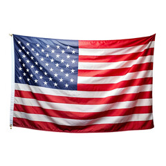 Obraz premium USA flag with stars and stripes waving in the wind, Isolated on transparent background