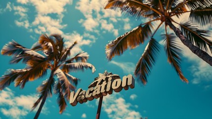 A wooden sign with TRAVEL text on sunny tropical beach, ocean sea background with copy space. Summer holidays destination vacation tourism concept. Advertising banner, billboard for product mockup