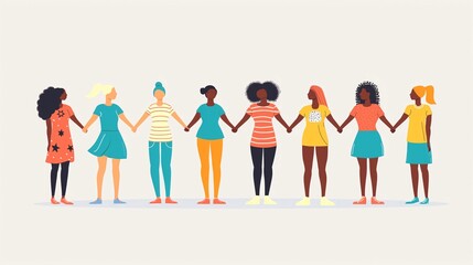 Diverse Women's Team Holding Hands in Unity