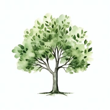 Hand drawn watercolor tree