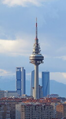 Fototapeta na wymiar tower spain antenna television skyline madrid skyscraper cityscape buildings