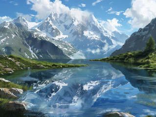 Serene Nature Landscape: Mountains, Lakes, Forests, and Beaches