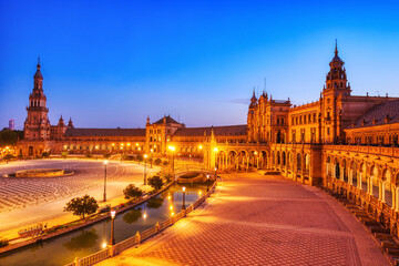 Plaza de Espana in Seville at Dusk, Andalusia