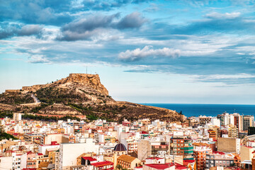 Alicante Aerial View during at Sunset