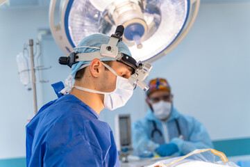 Portrait of surgeon in mask working. Healthcare operating specialist.