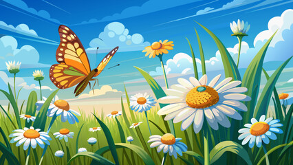 beautiful-field-meadow-flowers-chamomile-and-butterfly 