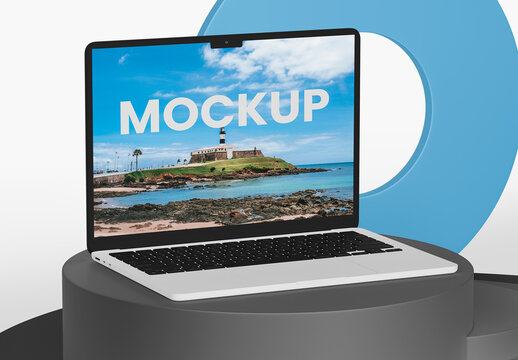 Laptop Podium Mockup