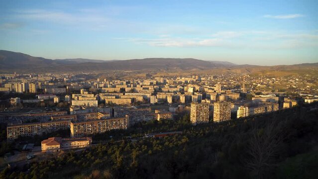 Residential area of Tbilisi, multi-storey buildings in Tbilisi