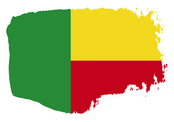 Benin flag with palette knife paint brush strokes grunge texture design. Grunge brush stroke effect