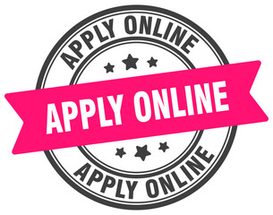 apply online stamp. apply online label on transparent background. round sign