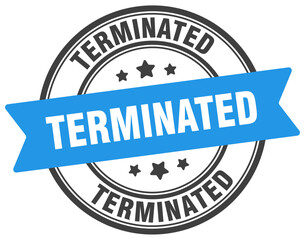 terminated stamp. terminated label on transparent background. round sign