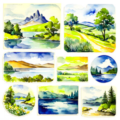 set of banners with mountains