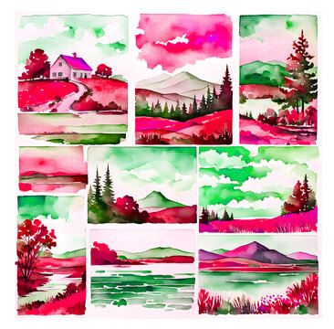 set of four banners