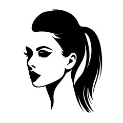 Woman head black icon on white background. Woman head silhouette