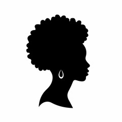 Woman head black icon on white background. Woman head silhouette