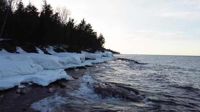 Lake Superior shoreline in winter