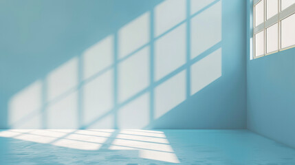 Light and Shadow on Light Blue Wall. Minimalistic Product Presentation
