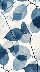 botanical leaf outline and silhouette print modern blue and white --ar 9:16 Job ID: 92486d9b-0630-4ab2-a9dc-4b982e6debad