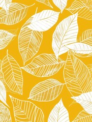 botanical leaf outline and silhouette print modern yellow and white --ar 3:4 Job ID: c18dd905-f17f-4793-a73f-611ad9048d90