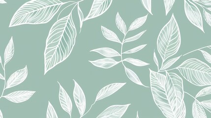 botanical leaf outline and silhouette print modern mint and white --ar 16:9 Job ID: ce26b2f5-c6b3-4f53-a3f6-d46a8519acb3