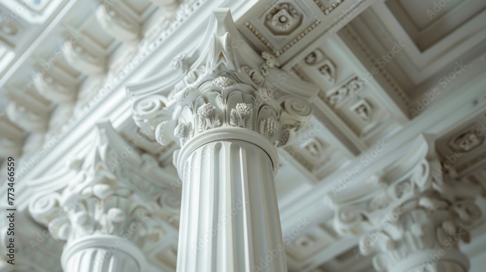 Poster detailed view of a pillar in a building, suitable for architectural projects