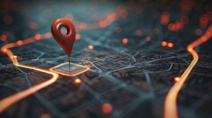 A red pin marking a location on a map, useful for travel and navigation concepts