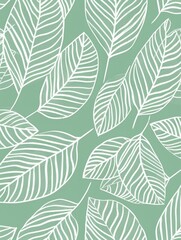 botanical leaf outline and silhouette print modern mint and white --ar 3:4 Job ID: da3149b9-3d48-444c-97ce-974b71823e1a