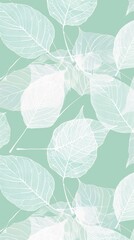 botanical leaf outline and silhouette print modern mint and white --ar 9:16 Job ID: eedc3ecd-6a79-43d3-b1b2-7ea550b21723