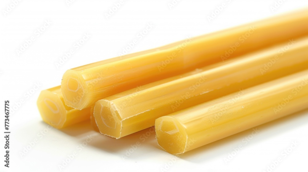 Poster yellow sticks on a white surface, suitable for various concepts