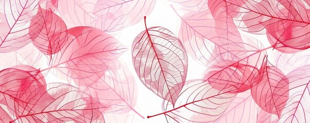 botanical print leaf outline and silhouette modern pink and white --ar 5:2 Job ID: 7a55fd04-2948-466a-83dc-39e99b89a15e