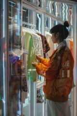 A woman browsing clothes in a store, perfect for fashion and retail concepts