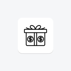 Bonus Gift icon, gift, reward, recognition, incentive, editable vector, pixel perfect, illustrator ai file