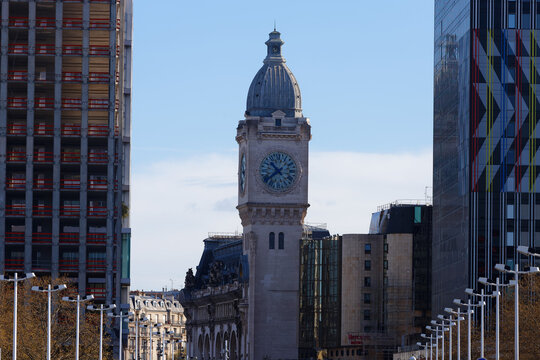 Tour de l'Horloge, the clock tower, and belfry of the Gare de Lyon railway station in Paris, France