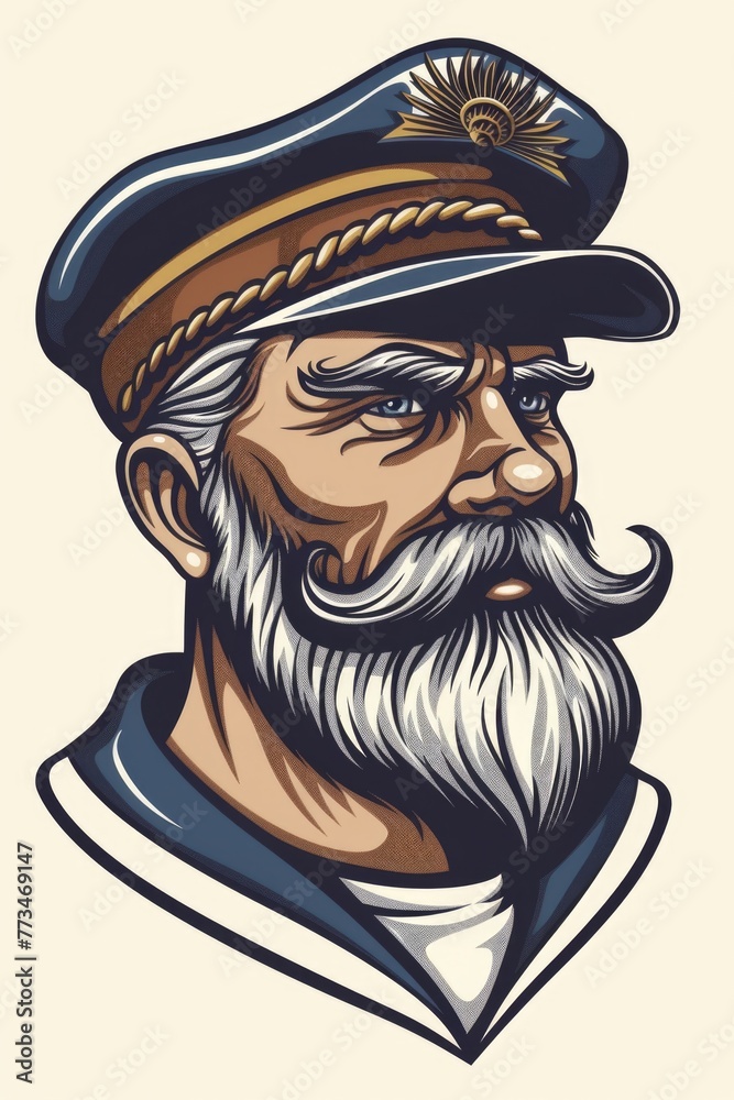 Poster A man with a beard wearing a hat, suitable for various concepts and projects