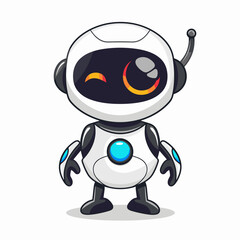 Cute robot character cartoon style vector illustration isolated on white background.