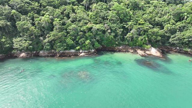 Bombinhas Beach in Santa Catarina. Aerial view taken with a drone. Brazil. South America.
