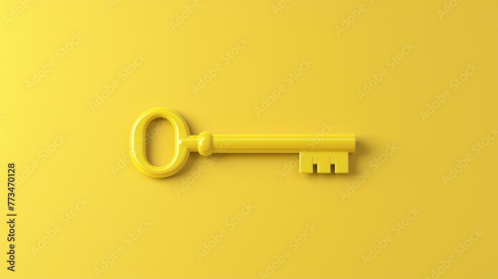 Aufkleber A yellow key resting on a yellow surface. Suitable for various concepts