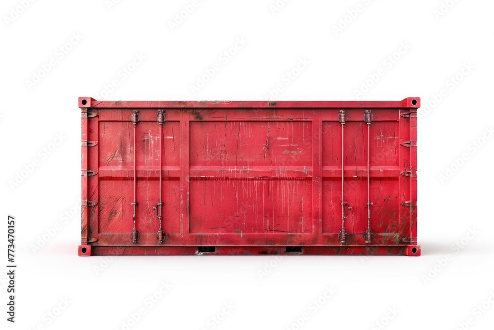 Poster red container on white surface, suitable for industrial and storage concepts