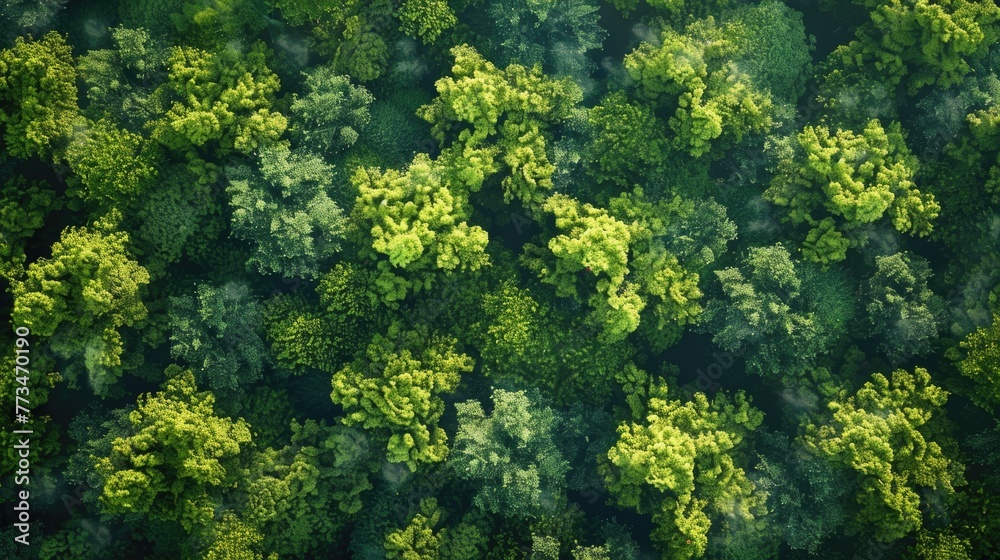 Poster aerial view of a dense forest. ideal for nature and environmental concepts