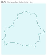 Belarus plain country map. Medium Details. Outline style. Shape of Belarus. Vector illustration.