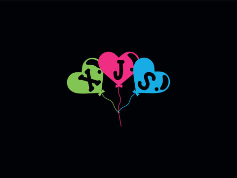 Initial XJS Love Heart Balloon Letter Logo