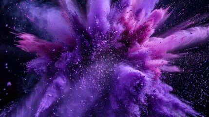 A vibrant pink and purple powder exploding in the air, perfect for adding a pop of color to any design - obrazy, fototapety, plakaty