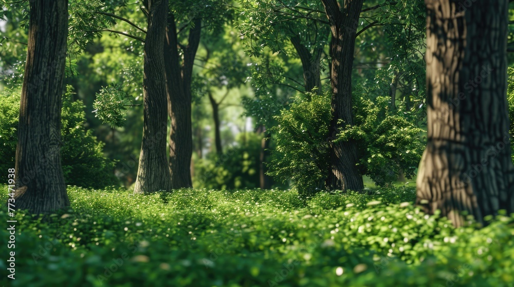 Poster a scenic view of a dense forest. suitable for nature backgrounds