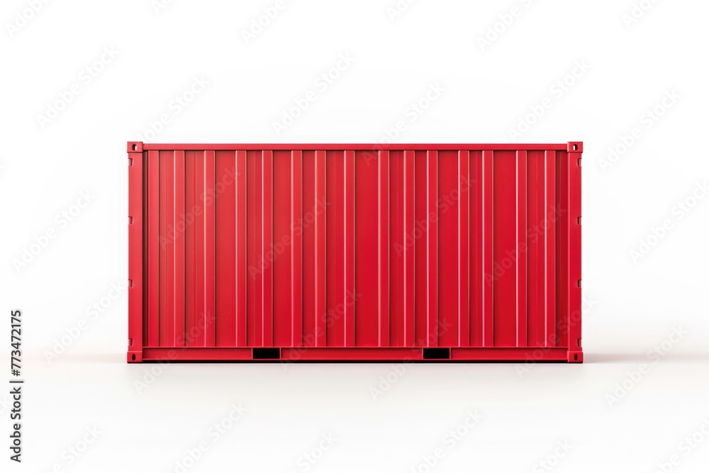 Poster A red container placed on a white surface. Suitable for industrial and storage concepts