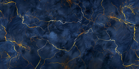 Dark Blue and Gold Veins Marble Texture Background