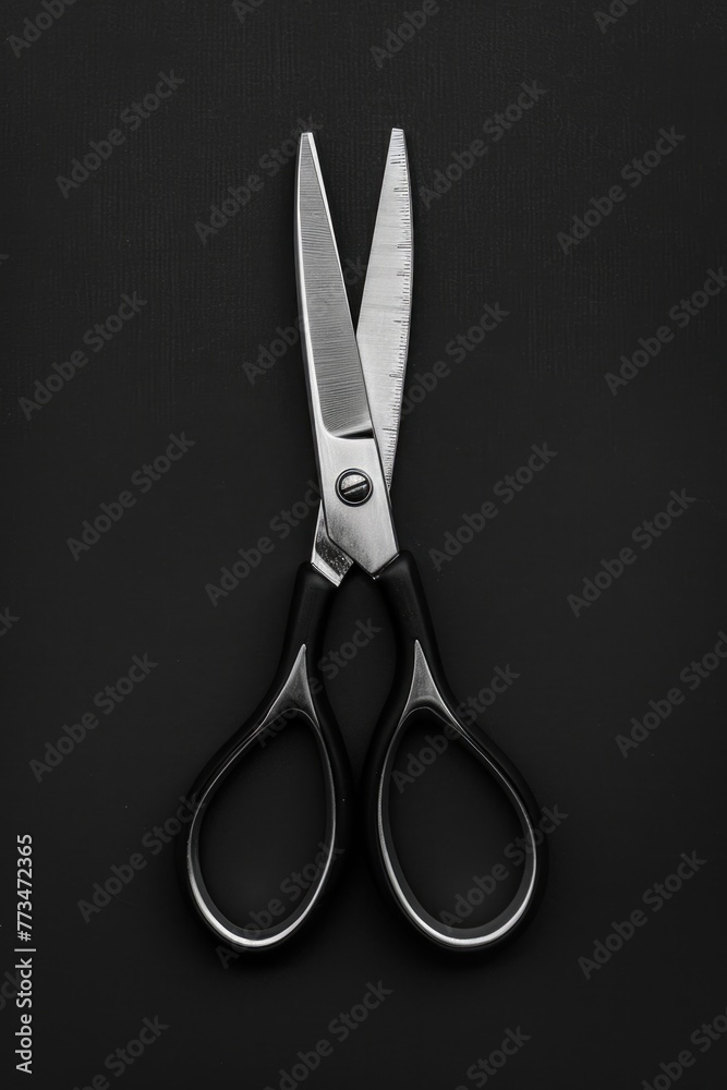 Aufkleber a pair of scissors placed on a table. suitable for office or school related designs